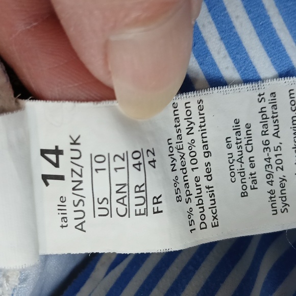 Niptuck Swim Top Blue & White Striped Women's 10 Nautical Beach Australian - Picture 3 of 4